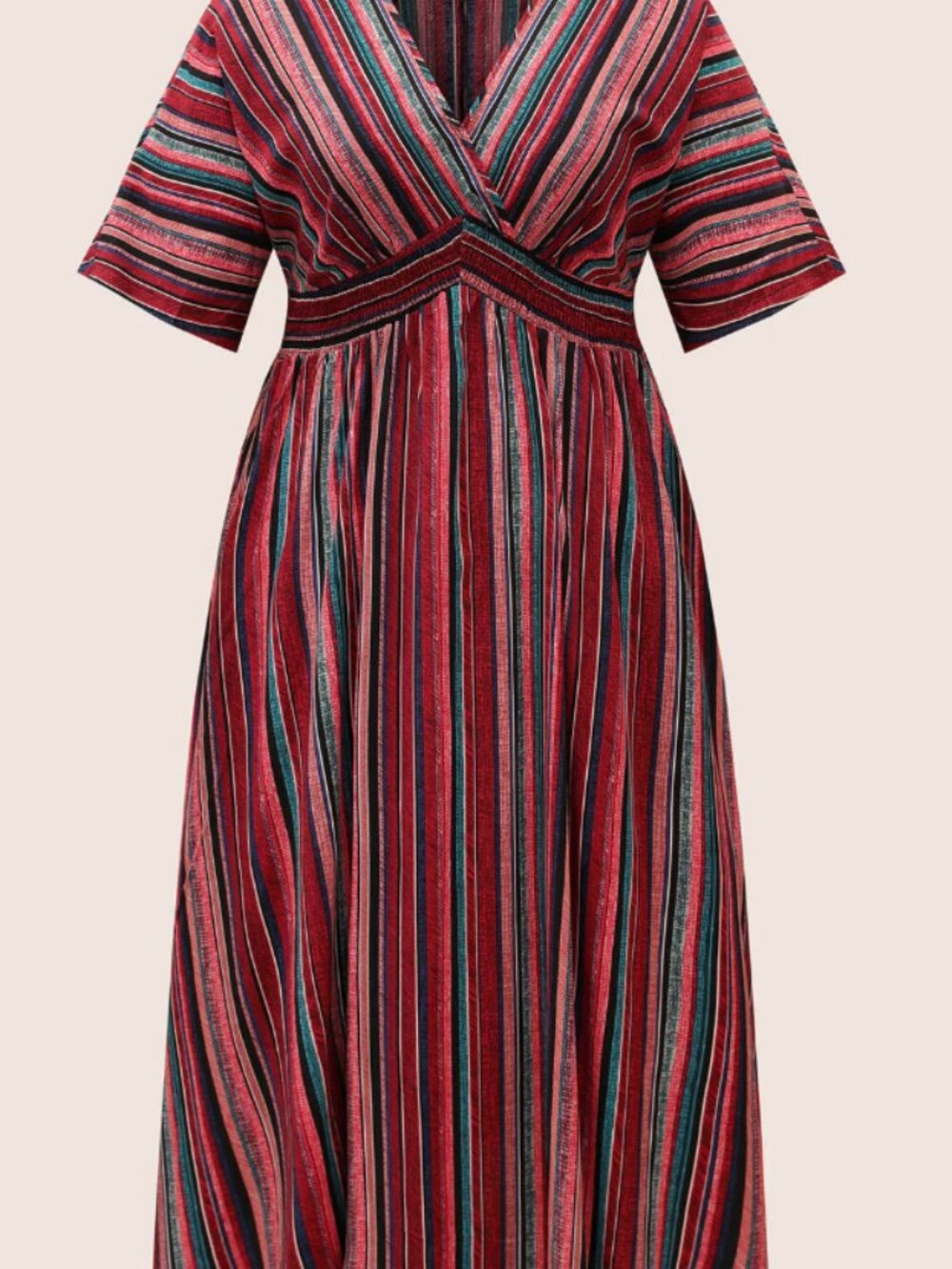BloomChic Red Multicolor Striped Dolman Sleeve Maxi Dress Plus Size 28 5X